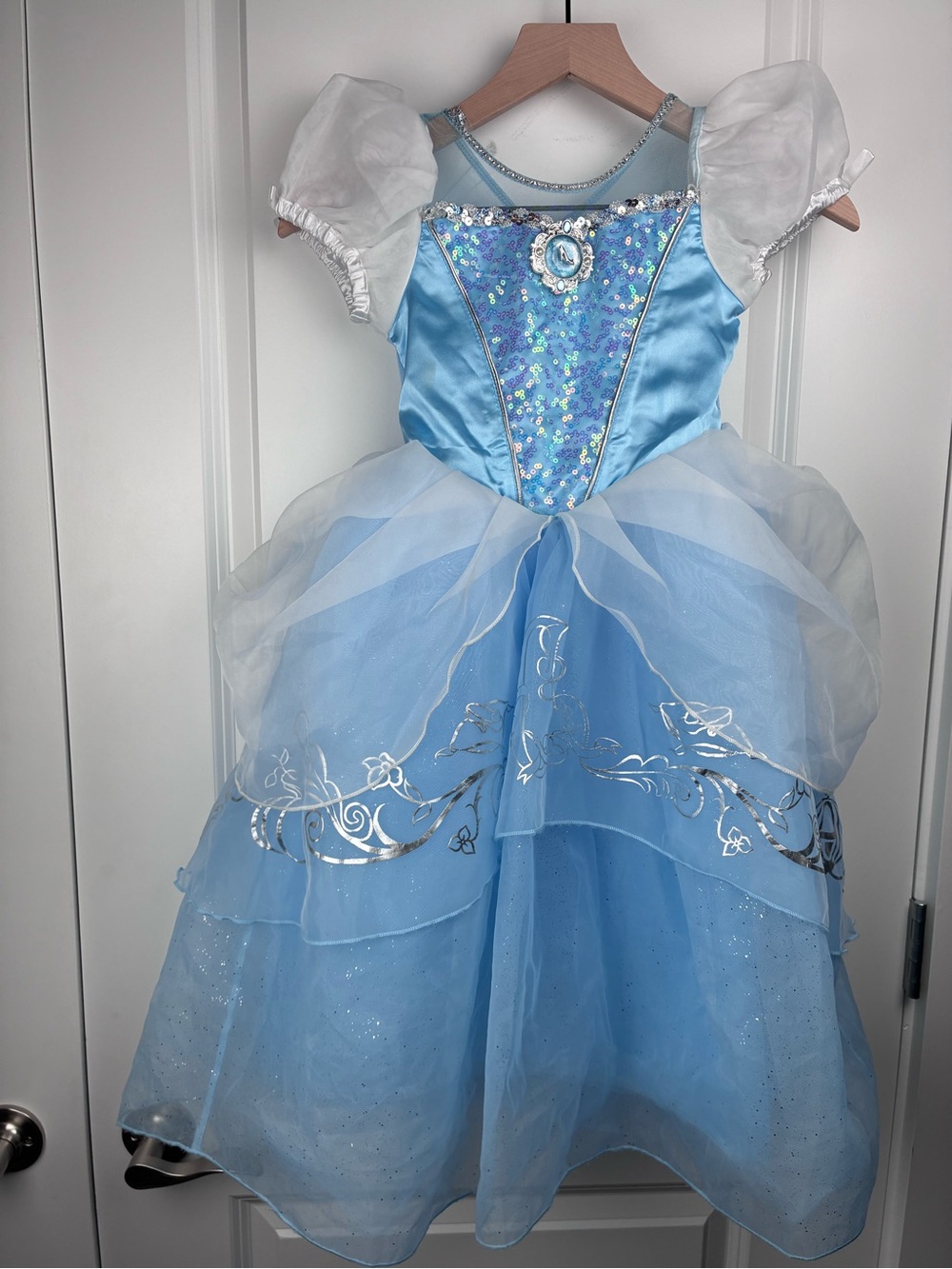 Disney Brand Cinderella Light Blue Sequin Princess Dress Costume Size 5/6